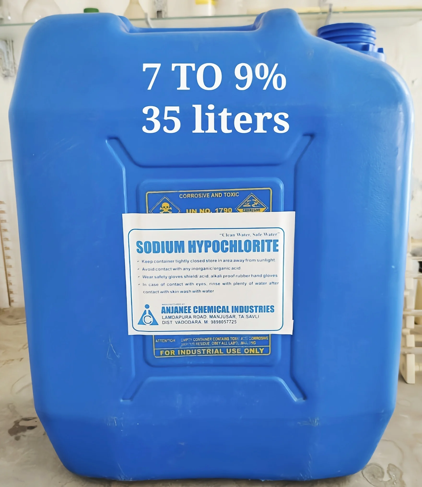 Sodium Hypochlorite - 7 TO 9 - 35liter